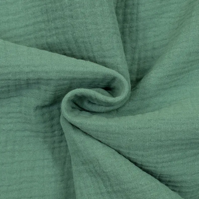 Baumwollstoff Double Gauze Musselin uni lindgrün Schnäppchen