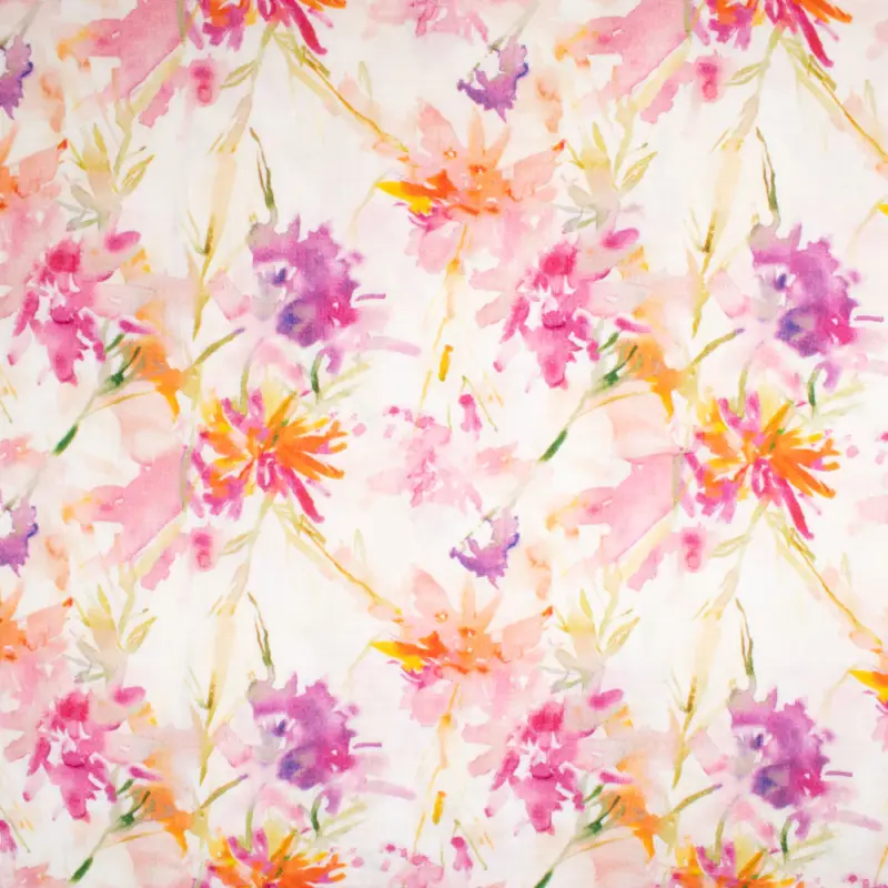 Sonderaktion Baumwoll Double Gauze Musselin aquarell Blumen weiß