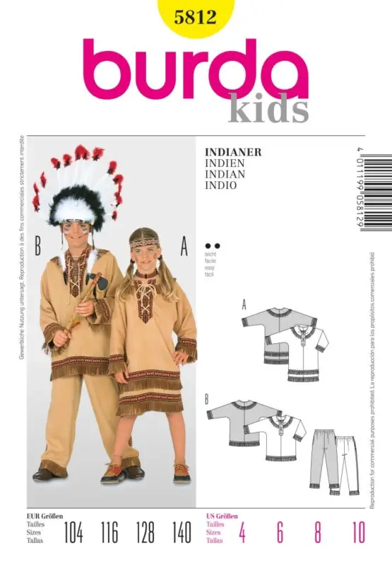 Must-Have Schnittmuster "Burda" Kostüm Fasching Karneval Indianer 5812