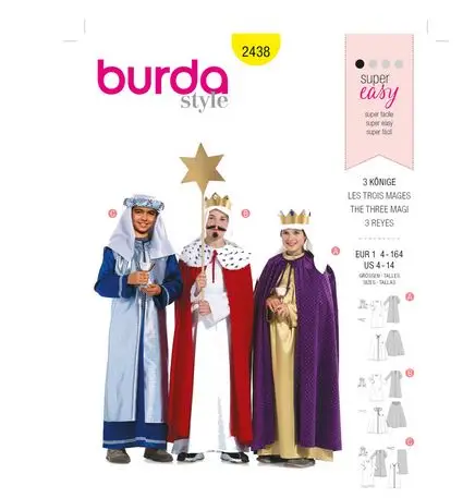 Heißes Angebot Schnittmuster "Burda" Kostüm Fasching Karneval Drei Könige 2438