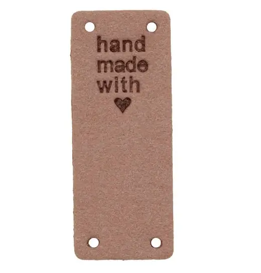 Sonderangebot Velour Label Handmade with Love 2 Stück taupe