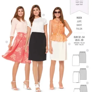 Neue Ware Schnittmuster "Burda" einfacher Rock mit Gummizug -Damen
