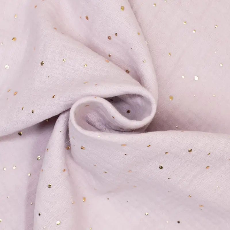 Baumwolle Double Gauze goldene Tupfen rosa Top-Preis