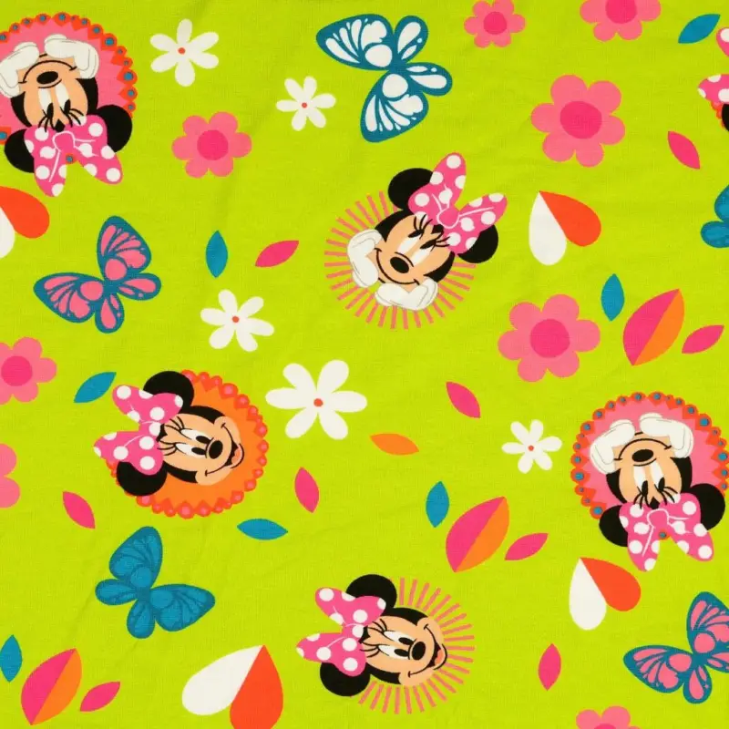 Baumwolljersey Digitaldruck Minnie Mouse hellgrün Wochenendangebot