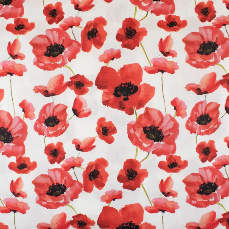 Rest 1,00 Meter - Baumwollstoff Popeline Mohnblumen Bestseller