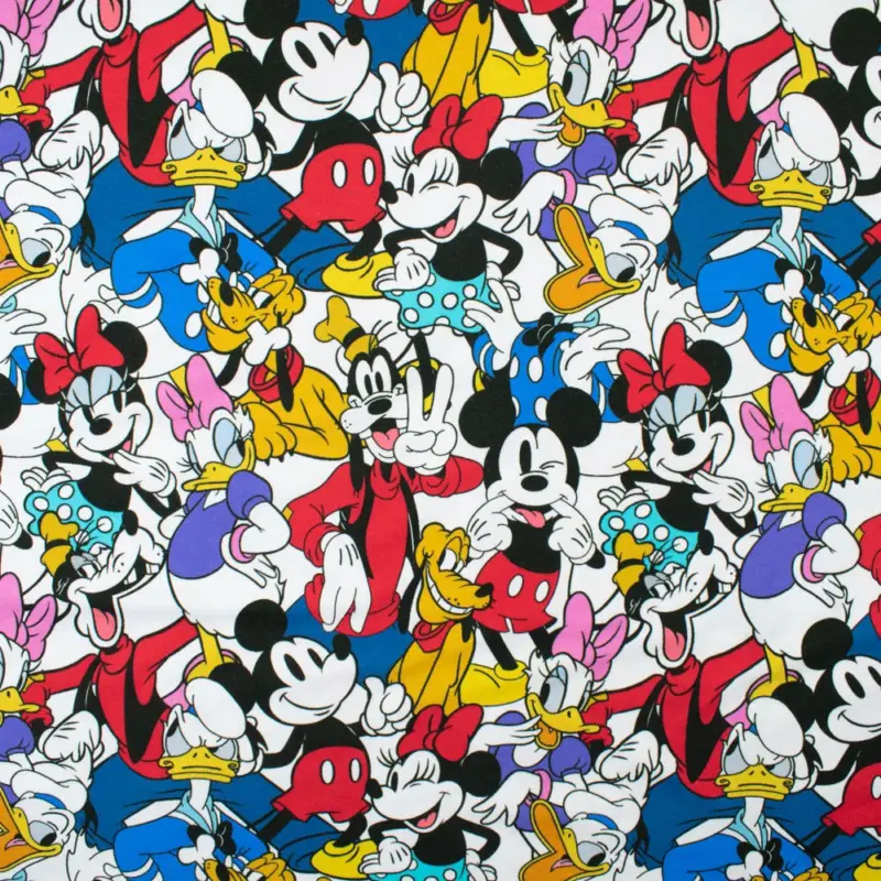 Rest 0,90 Meter - Baumwolljersey Digitaldruck Mickey Mouse & Friends Grim Sale
