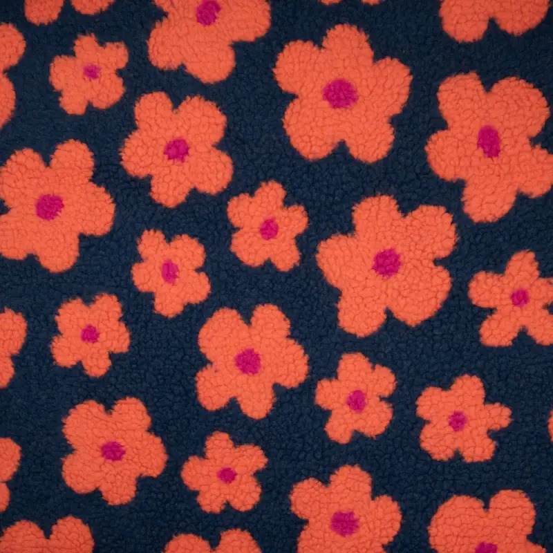 Schnäppchen Teddystoff Blumen marine