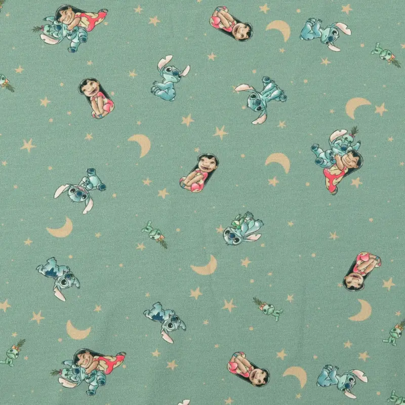 Top-Preis Baumwolljersey Digital Lilo & Stitch Mond türkis