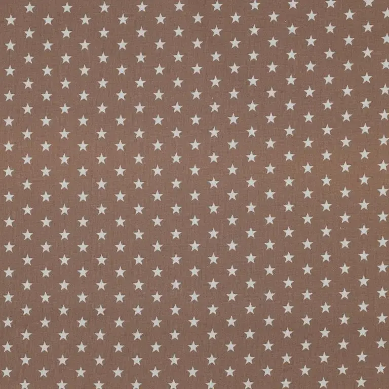 Baumwollstoff Popeline Sterne dkl. beige Sonderaktion
