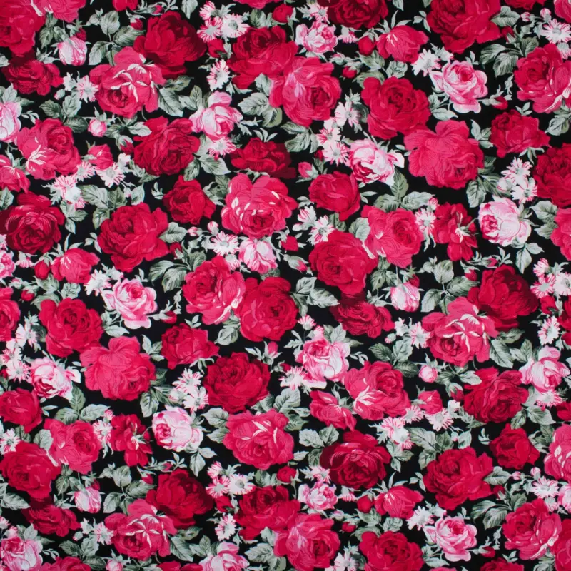 Baumwollstoff Popeline kleine Rosen schwarz Top-Angebot
