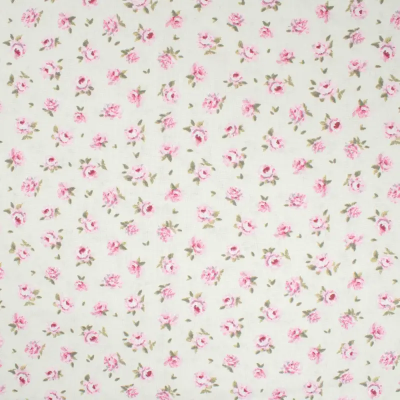 Sale Dekostoff Halbpanama kleine Rosen natur
