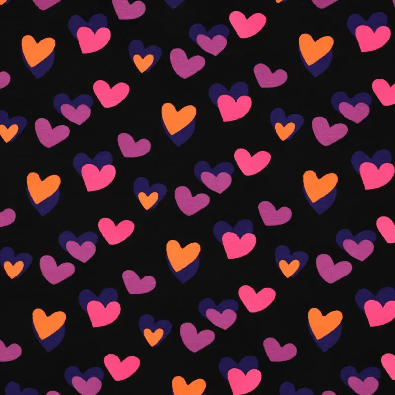 Baumwolljersey Herzen Neon schwarz Neu Im Sortiment