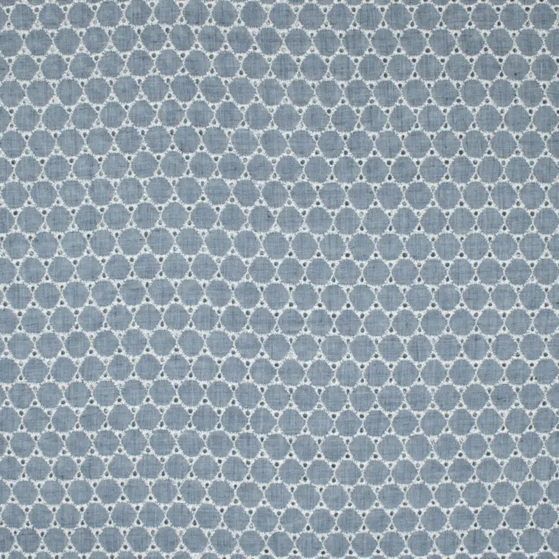 Bestseller Voile Lochstickerei Kreise jeansblau