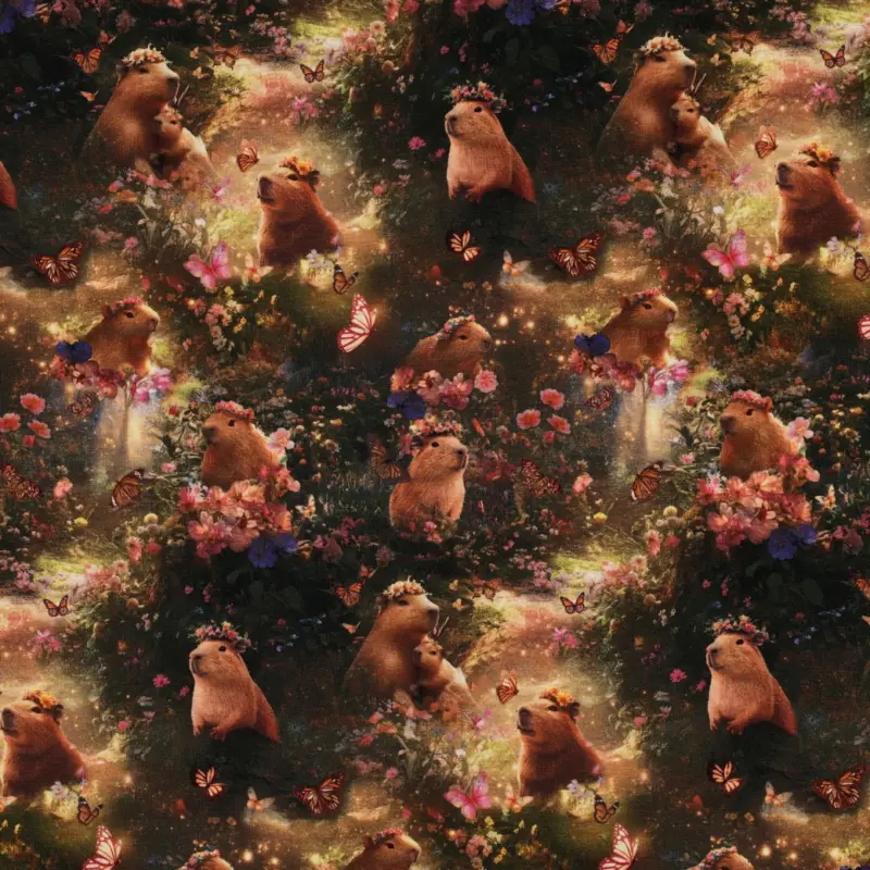 Baumwolljersey Digitaldruck Capybara braun Echt