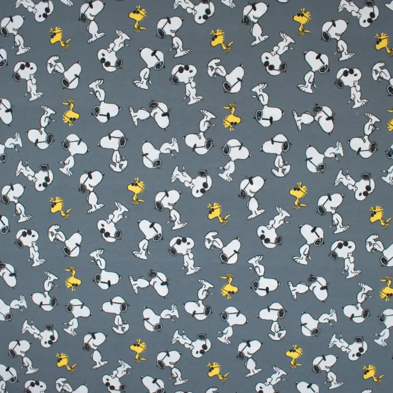 Rest 1,00 Meter - Baumwolljersey Peanuts Snoopy grau Günstig