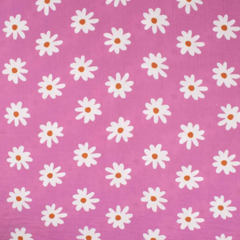 Baumwoll Musselin Double Gauze Gänseblümchen rosa Expressversand