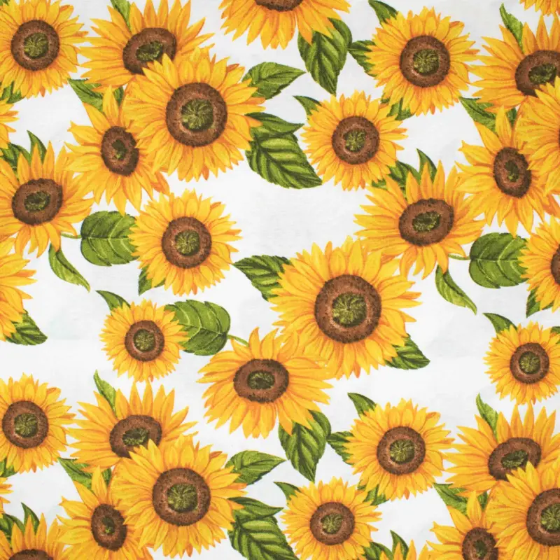 Billig Dekostoff Sonnenblumen weiß