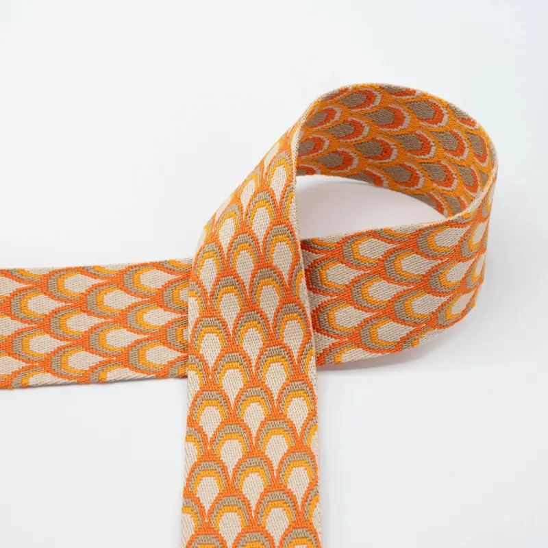 Garantierte Lieferung Gurtband Retro Schuppenmuster orange 50 mm