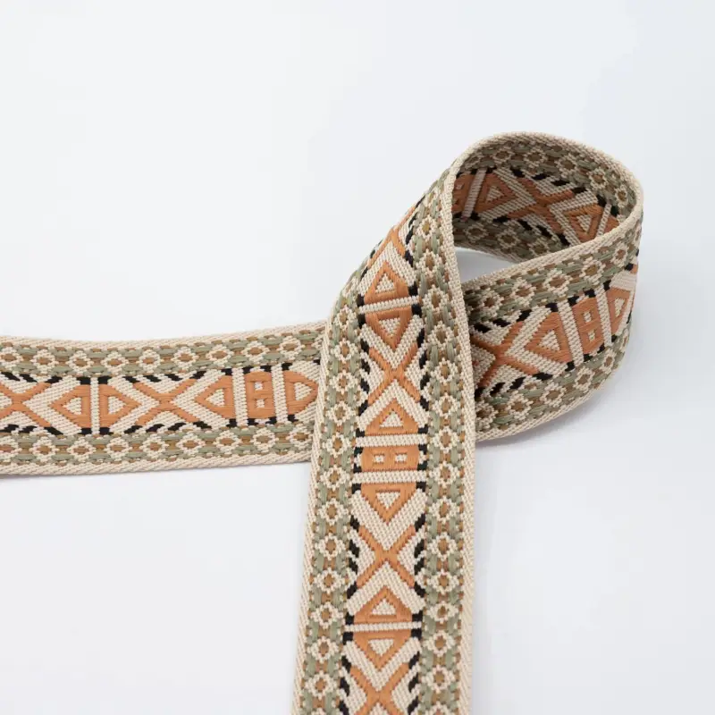 Letzte Chance Gurtband Ornamentmuster beige 50 mm
