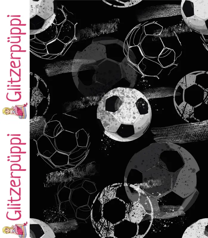 Baumwolljersey Fußball schwarz - Glitzerpüppi Solange Der Vorrat Reicht