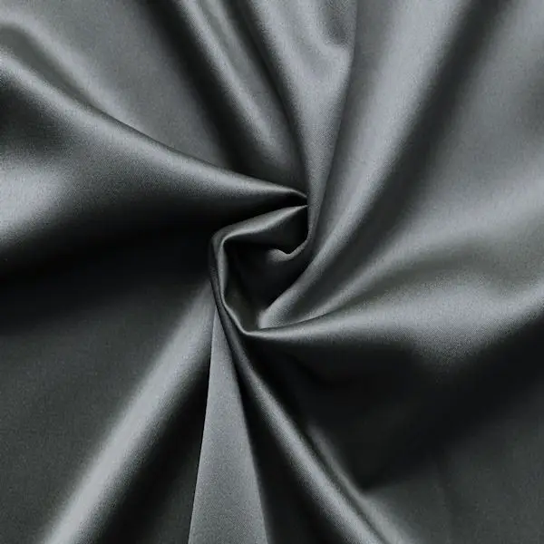 Stretch Satin Stoff 2 Farbe Stahl-Grau Direktkauf