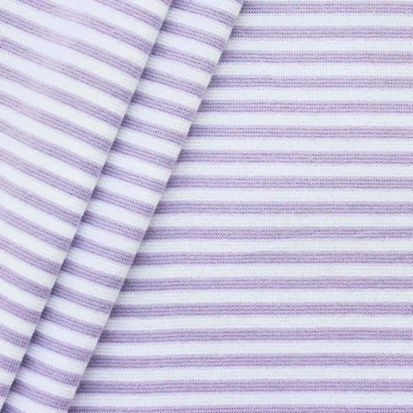 Neuheit Baumwoll Bündchenstoff "Ringel glatt" Farbe Hell-Lila Weiss