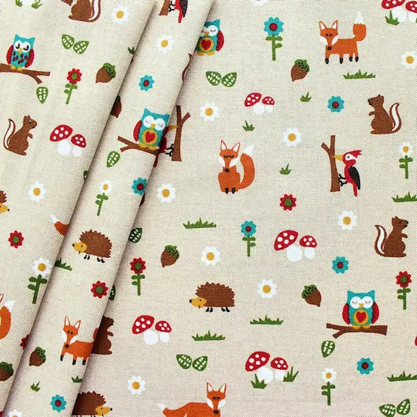 Dekostoff "Buntes Waldleben" Farbe Natur Mega-Angebot