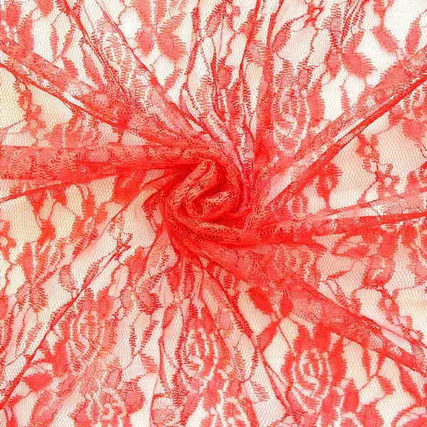 Spitzenstoff "Classic Flower" Farbe Orange-Rot Neue Ware