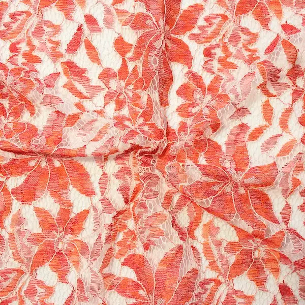 Spitzenstoff "Classic Flower 3" Farbe Orange-Rot Sonderangebot