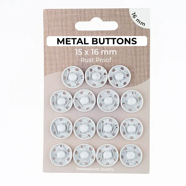 15 Stück Metall Druckknöpfe Set 16mm Farbe Weiss Preiswert