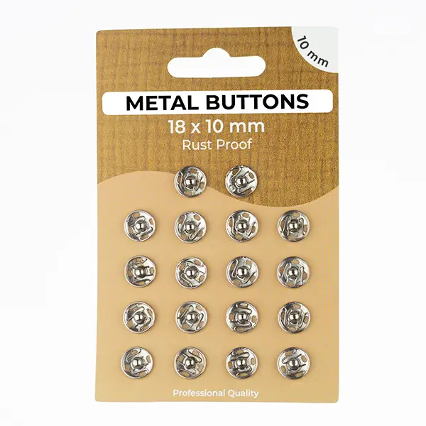 18 Stück Metall Druckknöpfe Set 10mm Farbe Silber Geprüft