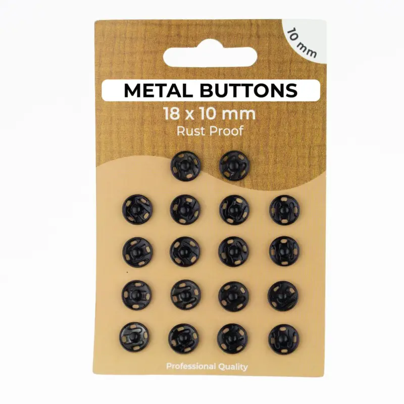 Sonderangebot 18 Stück Metall Druckknöpfe Set 10mm Farbe Schwarz