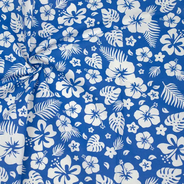 Super-Preis 100% Baumwolle Popeline "Hawaii Blüten" Farbe Blau