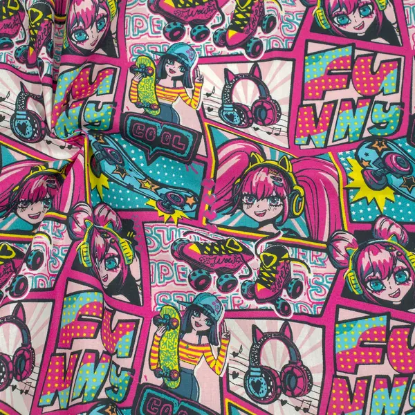 Knallerangebot 100% Baumwollstoff "Manga" Farbe Fuchsia