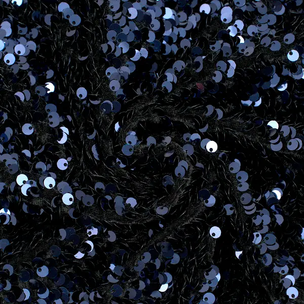 Zertifiziert Stretch Paillettenstoff "Velvet" Farbe Nacht-Blau