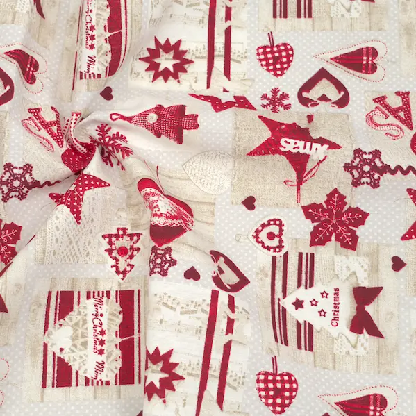 Markenware Dekostoff "Weihnachts Patchwork" Farbe Hell-Grau