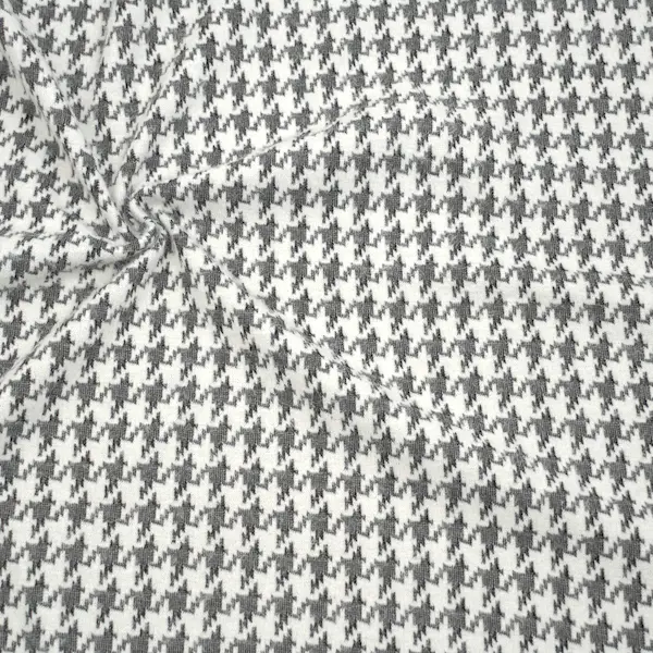 Saisonangebot Jacquard Strick Stoff "Hahnentritt" Farbe Grau-Ecru