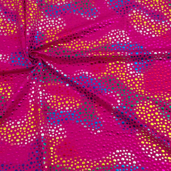Stretch Folienjersey "Bunte Punkte Mix" Farbe Pink Heißes Angebot