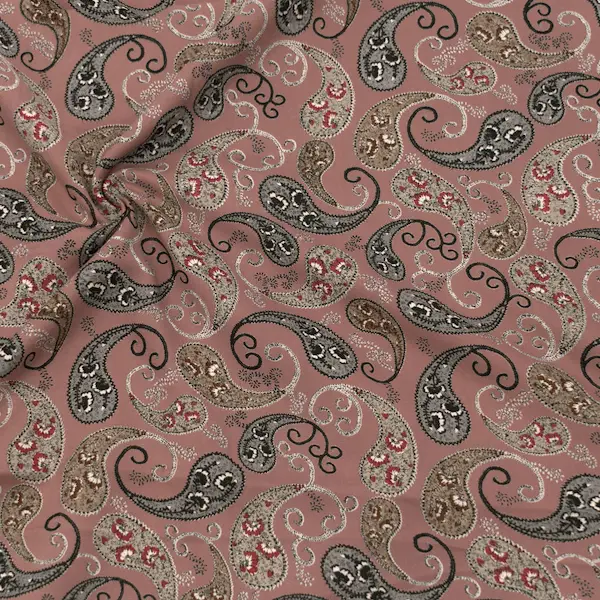 Must-Have Viskose Musselin "Blüten Paisley" Farbe Alt-Rosa