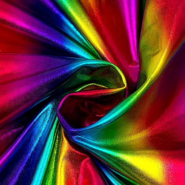 Expressversand Stretch Folienjersey "Regenbogen Streifen Schmal " Multicolor