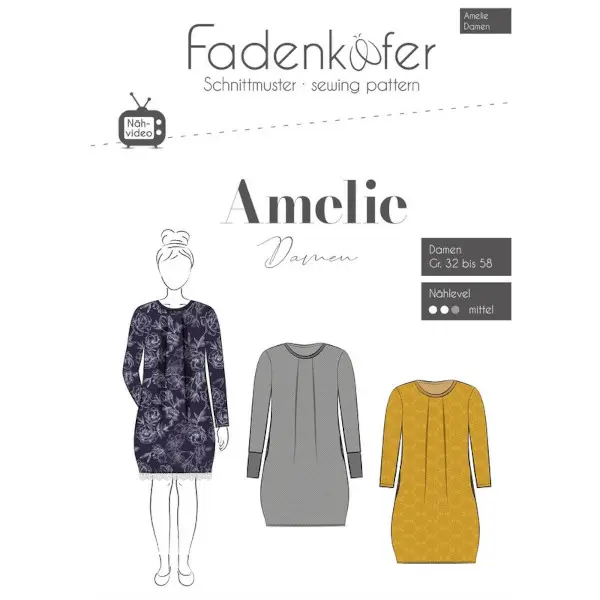Top-Angebot Fadenkäfer Schnitt Kleid Amelie Damen Größe 32 - 58