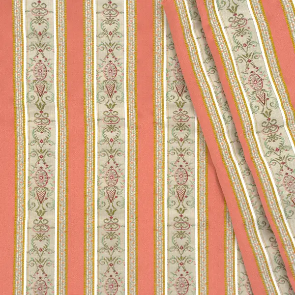 Jacquard Dekostoff "Biedermeier Streifen" Farbe Lachs Schnäppchen
