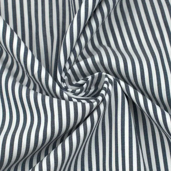 Stretch Baumwolle Popeline "Streifen Schmal" Farbe Navy-Blau Weiss Jetzt Kaufen