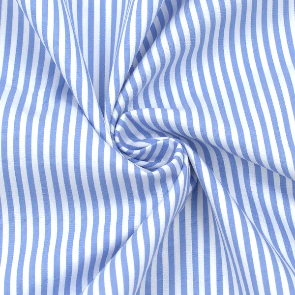 Stretch Baumwolle Popeline "Streifen Schmal" Farbe Hell-Blau Weiss Nur Heute