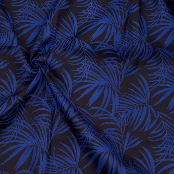 Sonderaktion 100% Viskose Modestoff "Palmenblätter 3" Farbe Schwarz-Blau