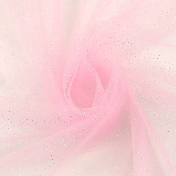 Zertifiziert Soft Tüll Stoff "Silberne Glitzerpunkte" Farbe Rosa
