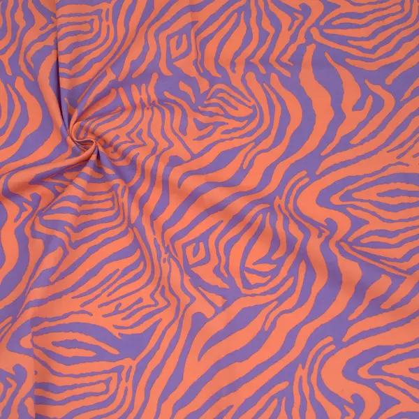 Neuheit Stretch Baumwolle Satin "Animal Print" Farbe Lila-Orange