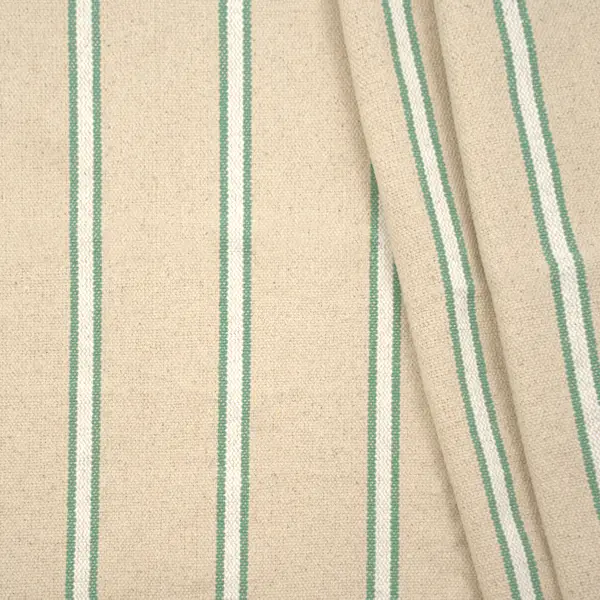 100% Baumwolle Panama schwere Qualität "Streifen 2" Farbe Natur-Grün Must-Have
