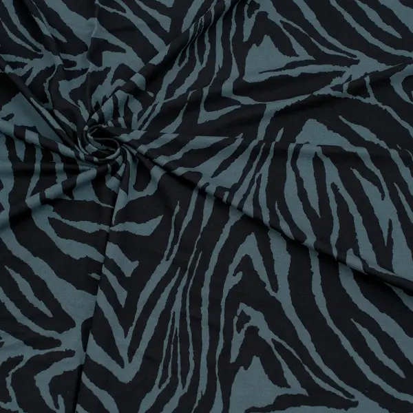 Viskose Stretch Jersey "Zebramuster" Farbe Stahl-Blau Jetzt Kaufen
