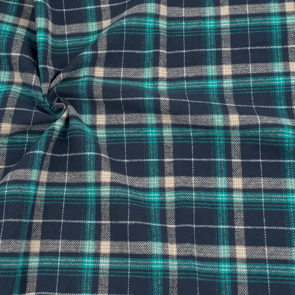 Versand Am Gleichen Tag 100% Baumwolle Flanell "Karos Klassik 4" Blau-Petrol